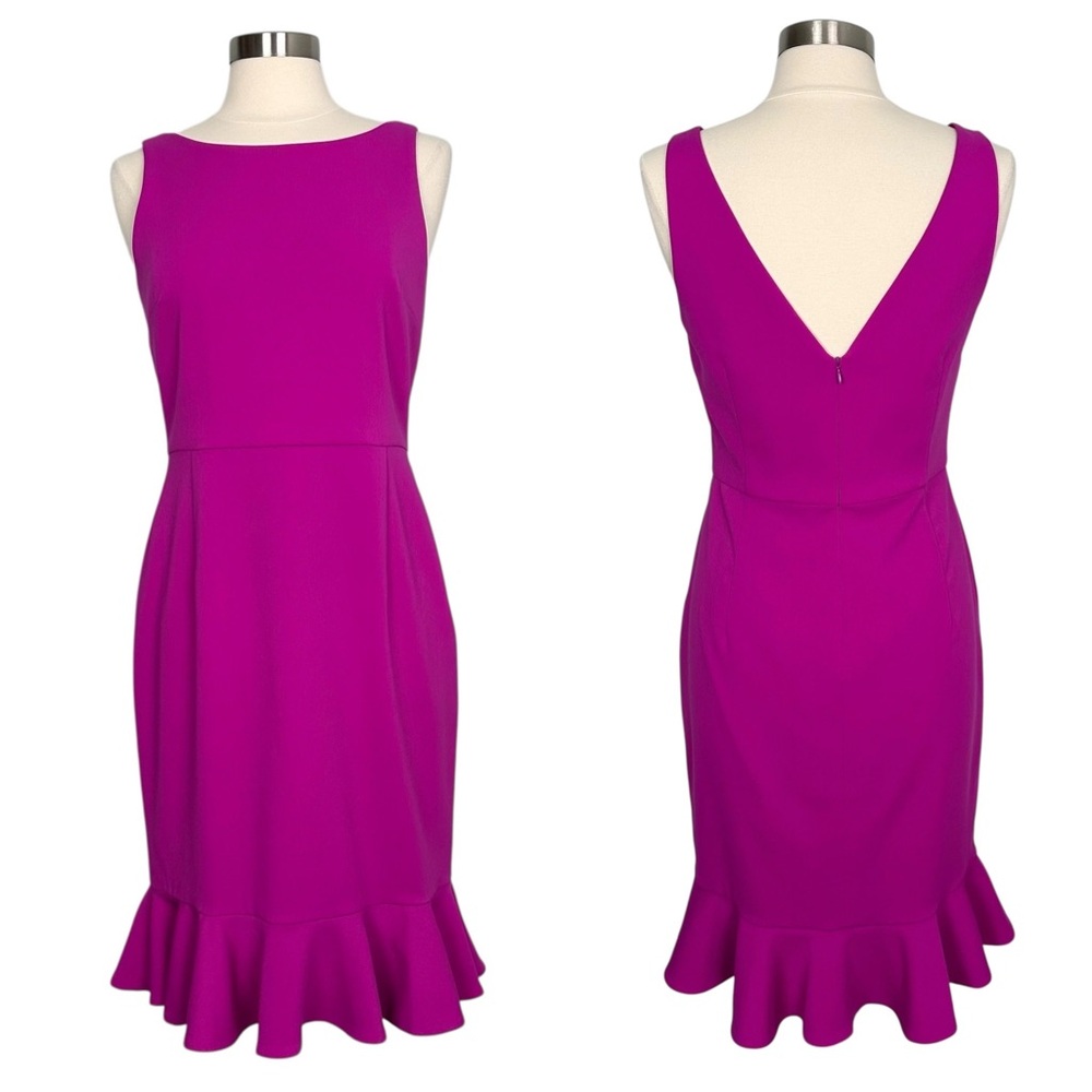Camilyn Beth Fuschia Sleeveless Ruffle Hem Sheath Dress Size 8